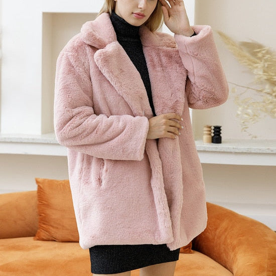 Damen - Weicher Übergrößen Mantel - Reverskragen - Eleganter, bequemer Stil für jede Gelegenheit