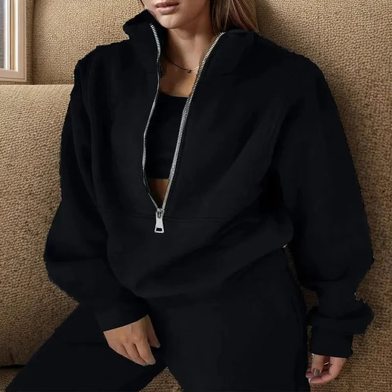 Damen - Lässiges Winter-Set - Kuscheliges Sweatshirt & Bequeme Hose - Perfekt für Gemütliche Tage