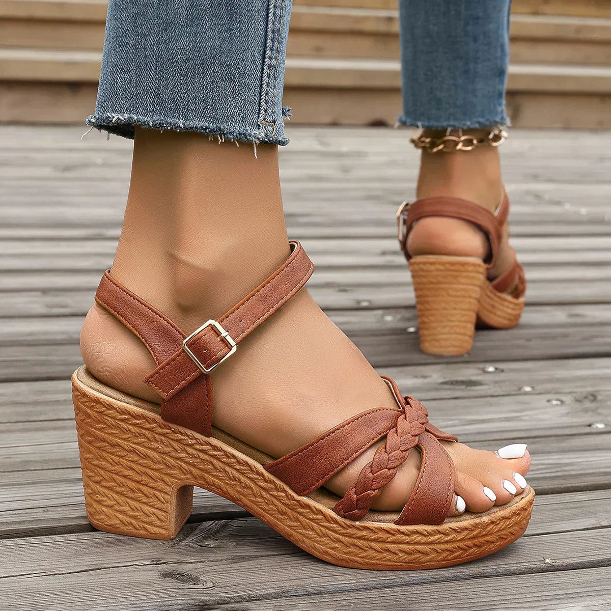 Damen - Modische Sandalen - Hochwertiges Material - Bequeme Passform - Lässige Sommer Sandalen