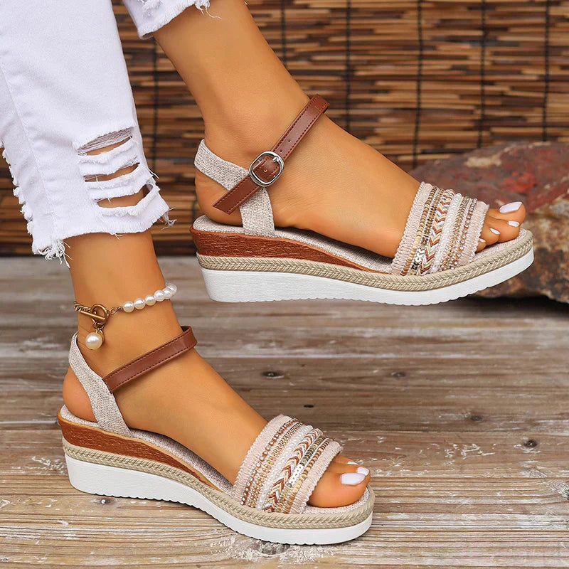 Damen - Sommer Sandalen - Synthetischen Materialien - Offene Sandalen für Lässigen Komfort - Ideal für den Sommer