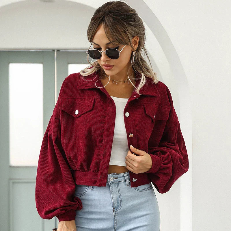 Damen - Kurze Cordjacke - Stilvoll & Vielseitig - Perfekte Ergänzung für jeden Look