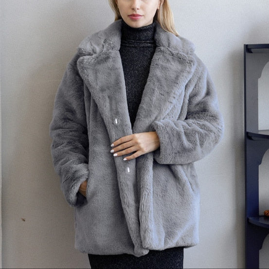 Damen - Weicher Übergrößen Mantel - Reverskragen - Eleganter, bequemer Stil für jede Gelegenheit