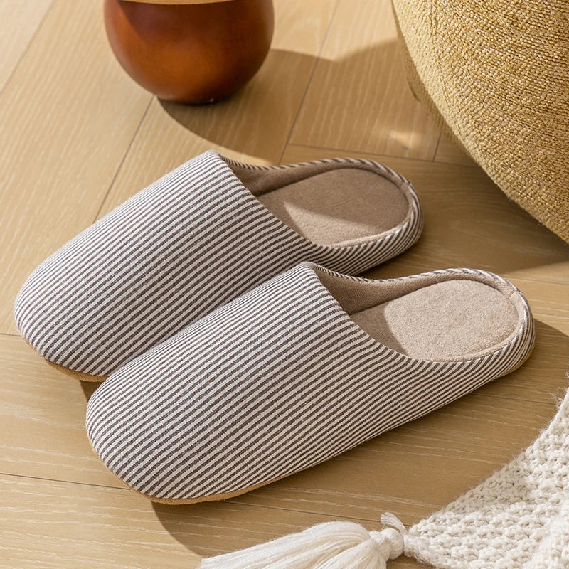 Damen - Gestreifte Hausschuhe - Rutschfesten Sohle - Bequeme Innenschuhe für Zuhause - Gemütlichkeit und Stil vereint