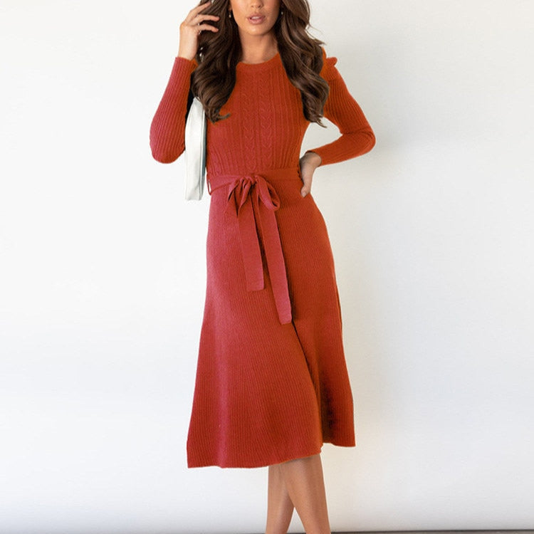 Damen - Strickpullover Kleid - Puffärmeln - Bequemes und stilvolles Design für jeden Anlass