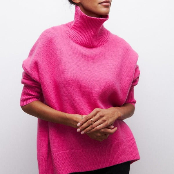 Damen - Weicher Rollkragenpullover - Hochwertiger Baumwolle - Gemütliche Strickwaren - Ideal für kühle Tage