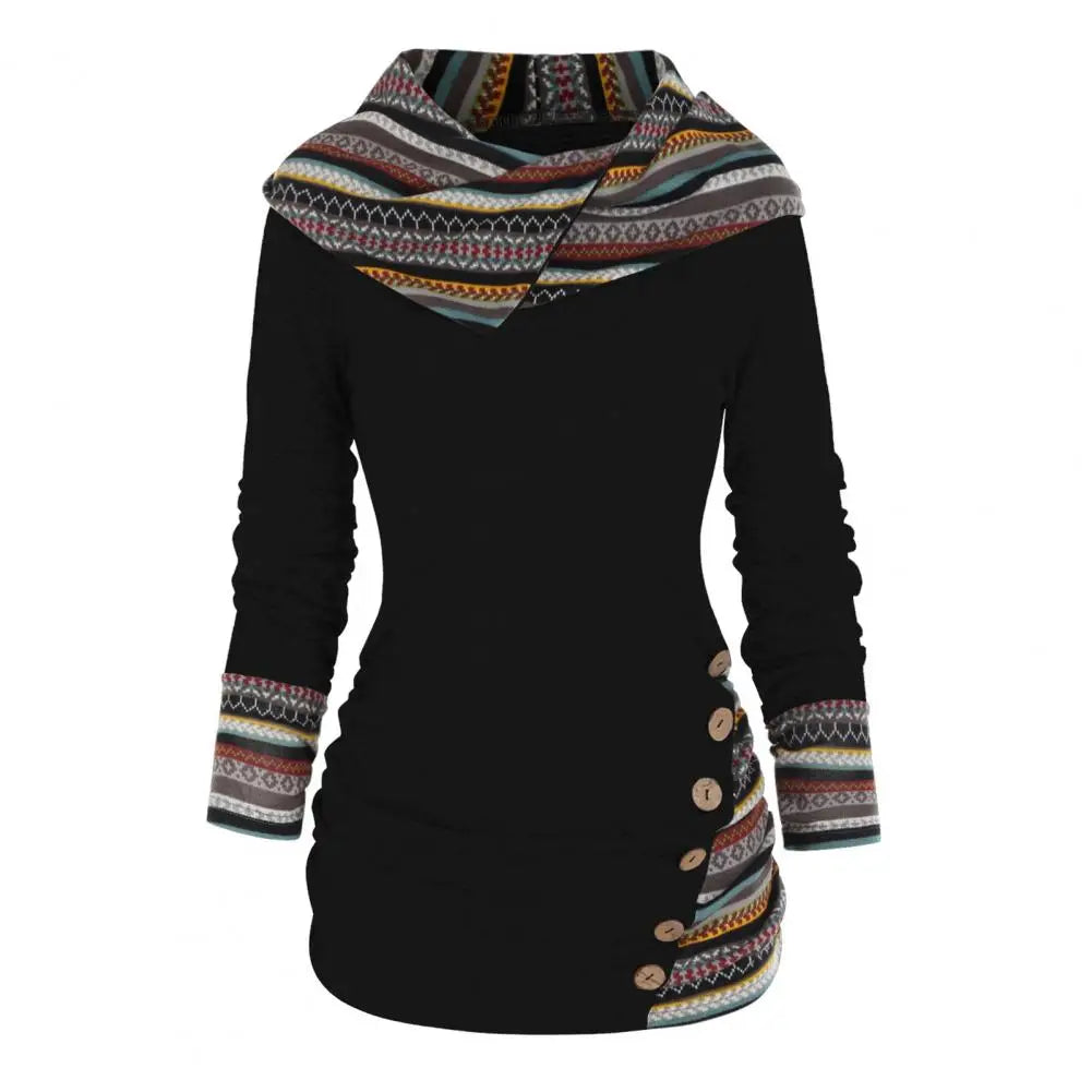 Damen - Winter Sweatshirt - Kapuze im Ethno-Stil - Bequem, Warm und Trendy für kalte Tage