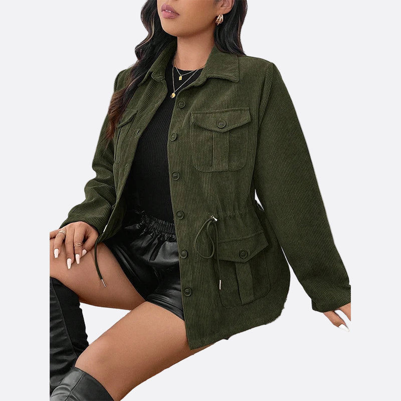 Damen - Stylische Cordjacke - Taschen - Komfortabler und modischer Look für jeden Anlass