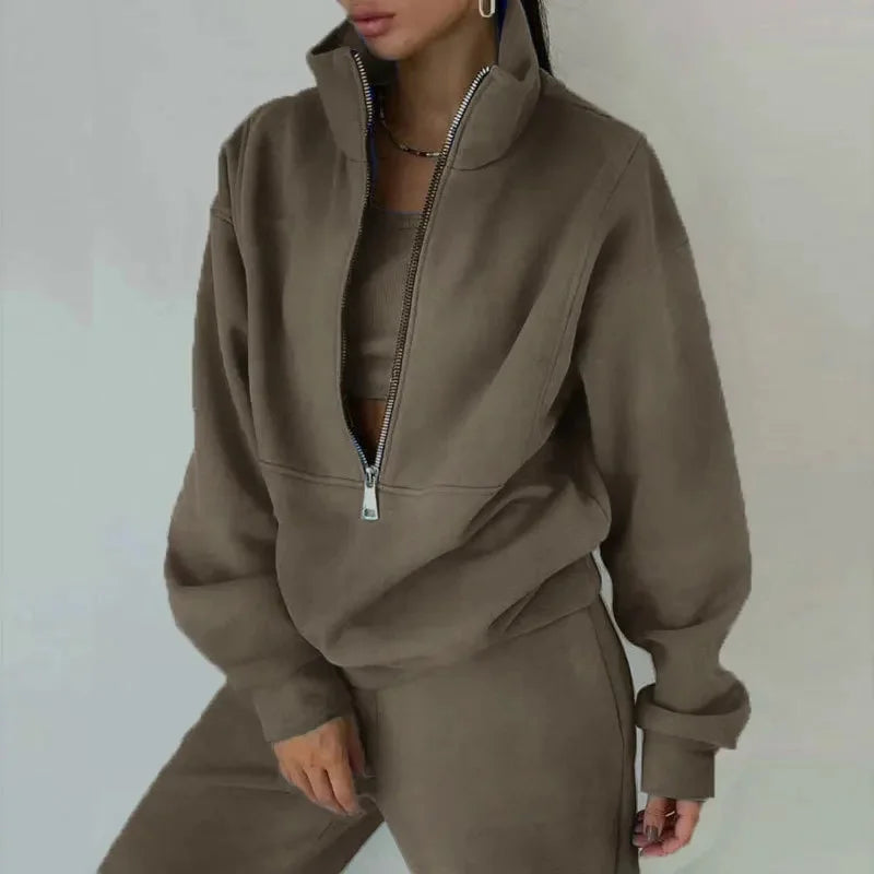 Damen - Lässiges Winter-Set - Kuscheliges Sweatshirt & Bequeme Hose - Perfekt für Gemütliche Tage