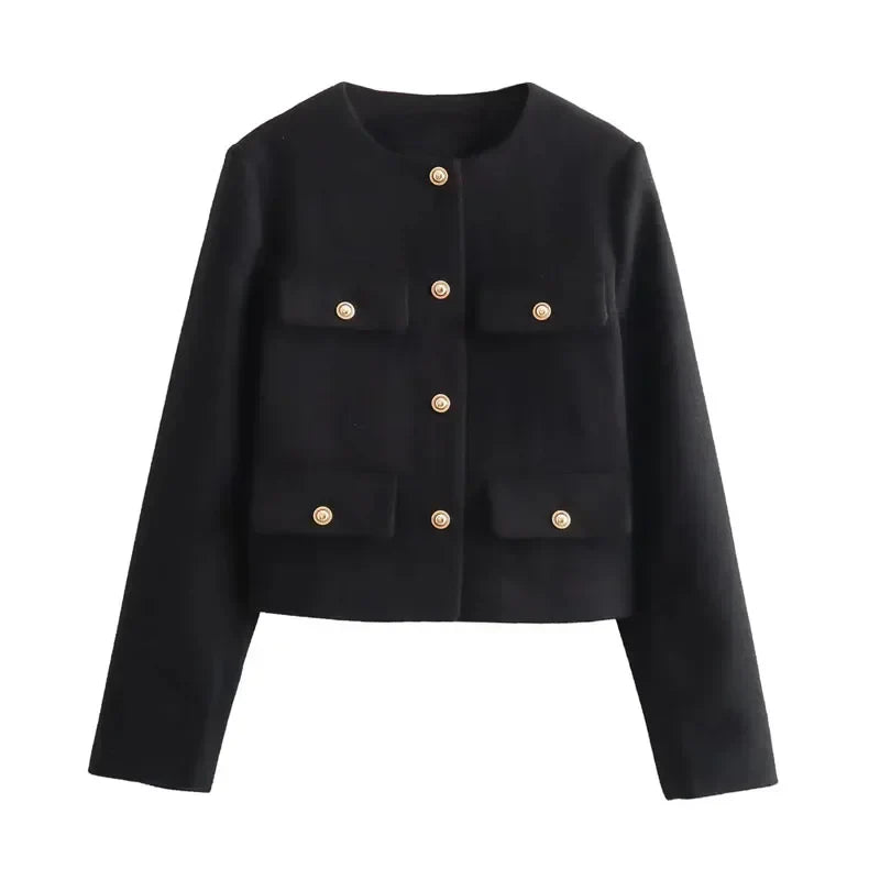 Damen - Bomberjacke - Gekürzte - Rundhalsausschnitt - Stylische Alltagsjacke für jeden Anlass