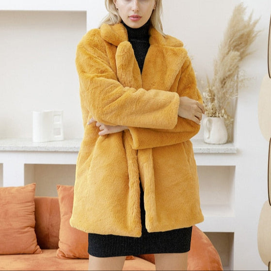 Damen - Weicher Übergrößen Mantel - Reverskragen - Eleganter, bequemer Stil für jede Gelegenheit