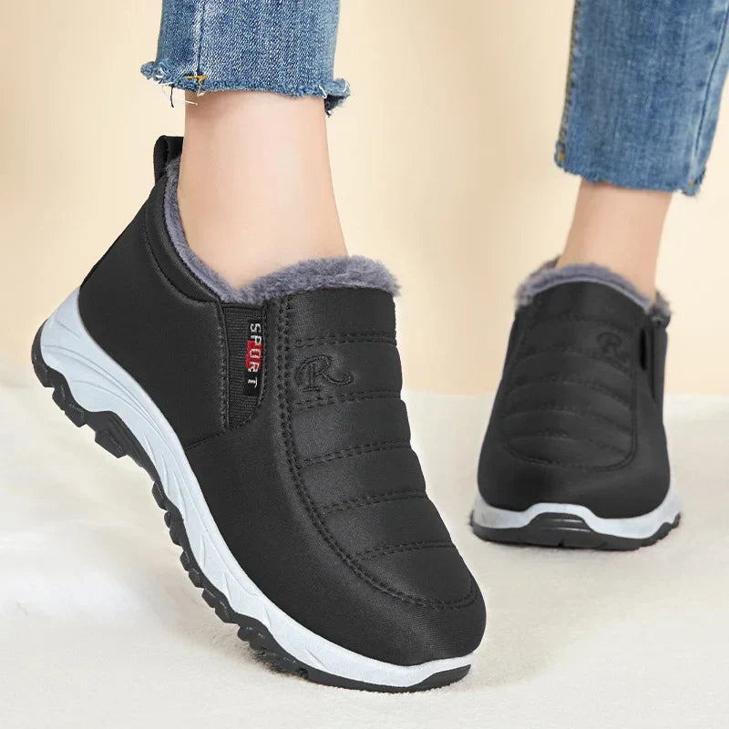 Damen - Stylische Winter-Schlupfstiefel - Reißverschluss - Warm und Bequem für kalte Tage