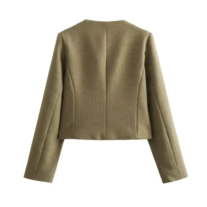 Damen - Bomberjacke - Gekürzte - Rundhalsausschnitt - Stylische Alltagsjacke für jeden Anlass