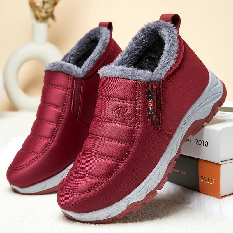 Damen - Stylische Winter-Schlupfstiefel - Reißverschluss - Warm und Bequem für kalte Tage
