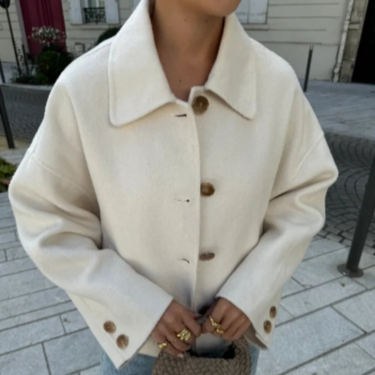 Damen - Stilvolle Jacke - Hochwertige Wollmischung - Übergroße Passform - Elegante Mode für jeden Anlass