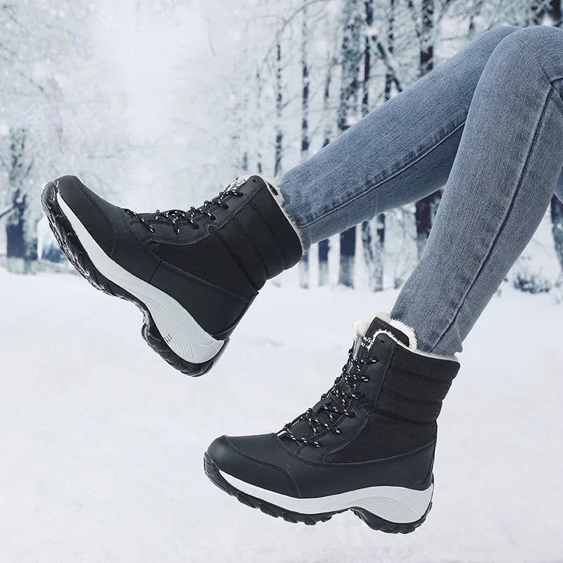 Damen - Lässige Plateau-Schneestiefel - Warm und Stylisch - Perfekt für Winterabenteuer