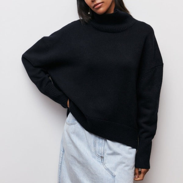 Damen - Weicher Rollkragenpullover - Hochwertiger Baumwolle - Gemütliche Strickwaren - Ideal für kühle Tage