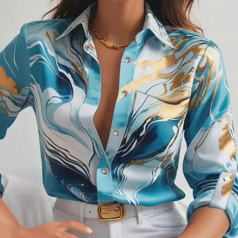 Damen - Hemd - Satinstoff - Fließendes elegantes Shirt für stilvolle Anlässe