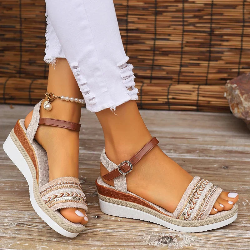 Damen - Sommer Sandalen - Synthetischen Materialien - Offene Sandalen für Lässigen Komfort - Ideal für den Sommer
