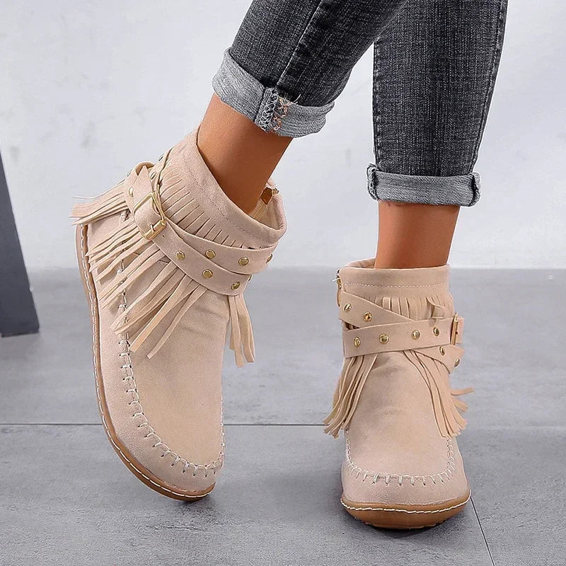 Damen - Mokassin Stiefeletten - Weiches Wildleder - Elegante und Bequeme für jeden Anlass