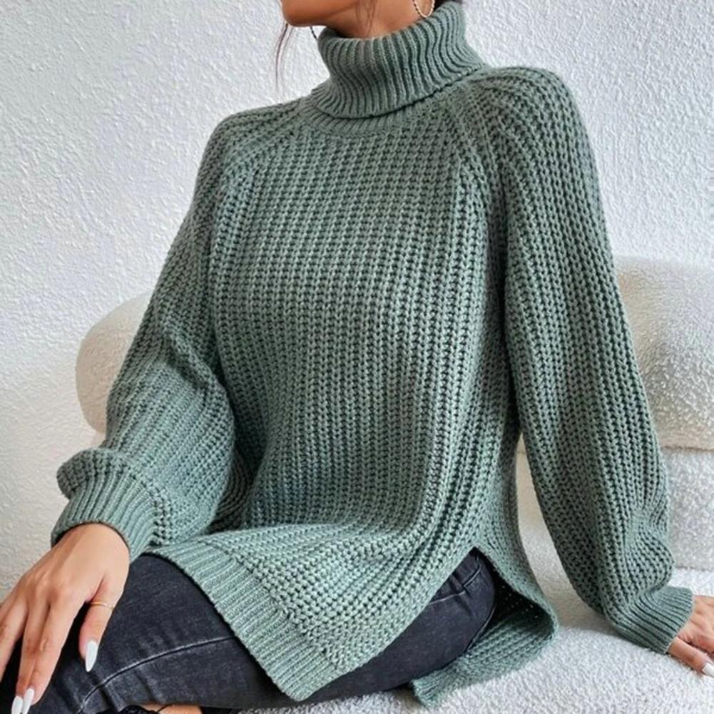 Damen - Rollkragenpullover - Weichem Rippenstrick - Bequemer Loose Fit für einen lässigen Look