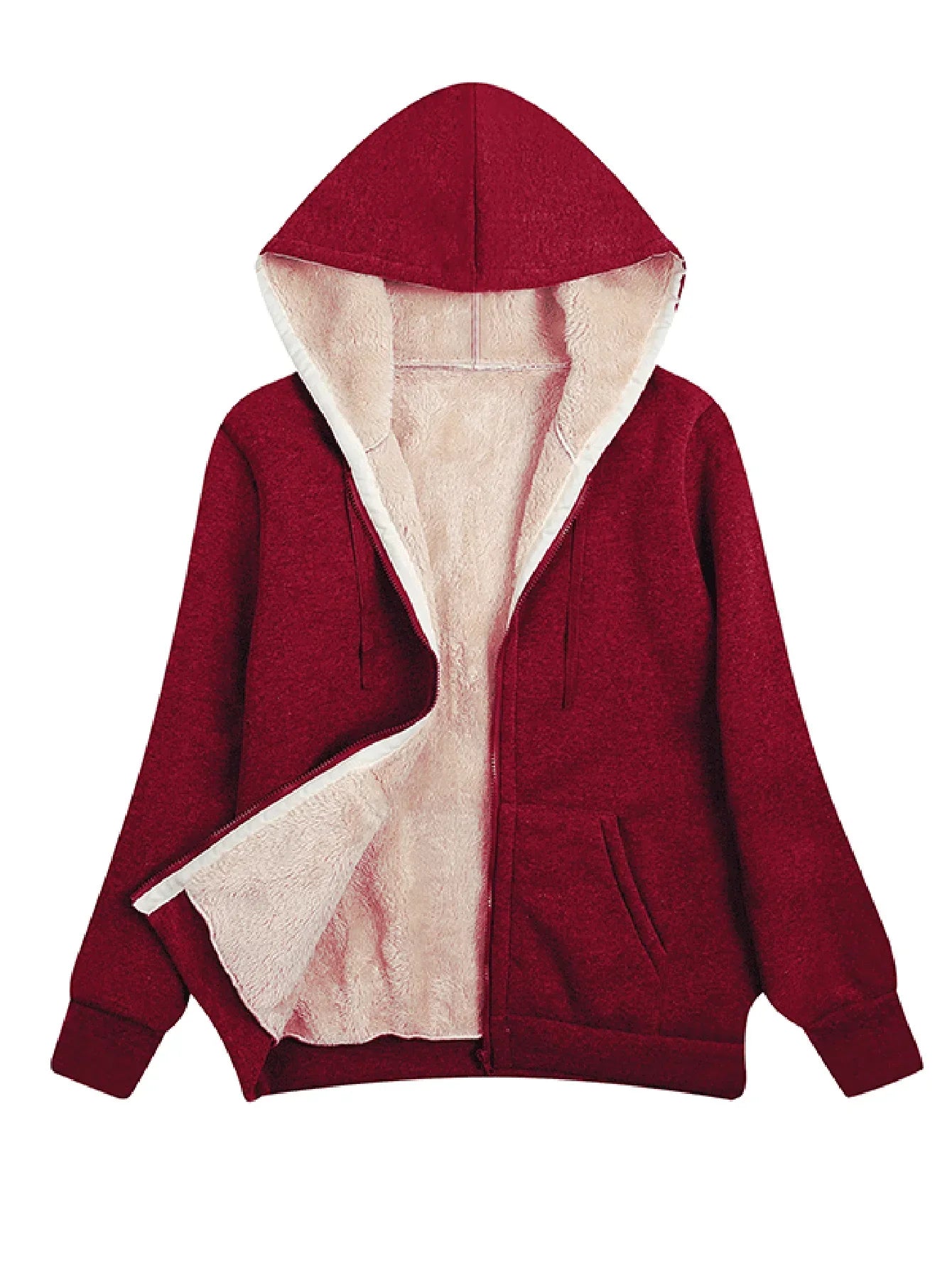 Damen - Fleecejacke - Kapuze - Bequeme lange Ärmel - Ideal für kühle Tage