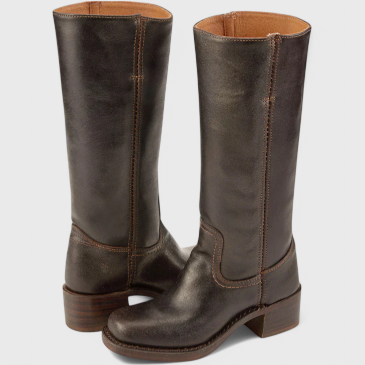Damen - Kniehohe Stiefel - Runder Spitze - Stacked Heel - Modische Stiefel für jeden Anlass