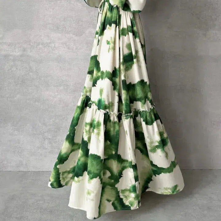 Damen - Maxikleid - Weichem Stoff - Fließendes Design mit langen Ärmeln und V-Ausschnitt - Stilvoll für jeden Anlass
