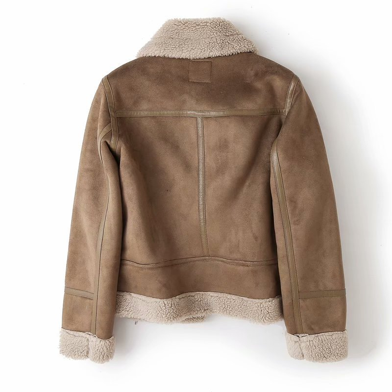 Damen - Bikerjacke - Asymmetrischer Reißverschluss & Gefütterter Kragen - Stylische Lederjacke