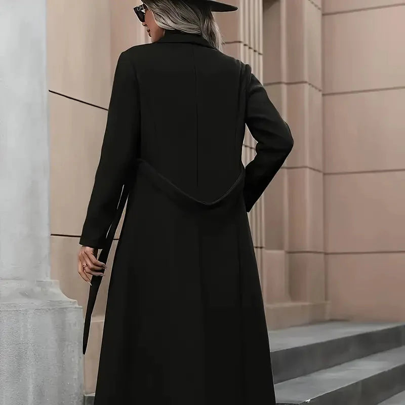 Damen - Langer Trenchcoat mit Gürtel - Maßgeschneiderter Schnitt - Eleganter Übergangslook