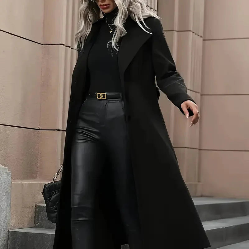 Damen - Langer Trenchcoat mit Gürtel - Maßgeschneiderter Schnitt - Eleganter Übergangslook