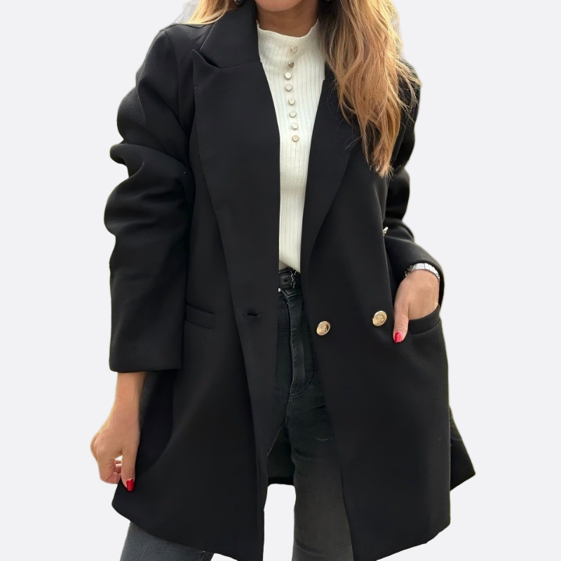 Damen - Übergroßer Blazermantel - Zweireihiger Stil - Eleganter Look für jede Gelegenheit