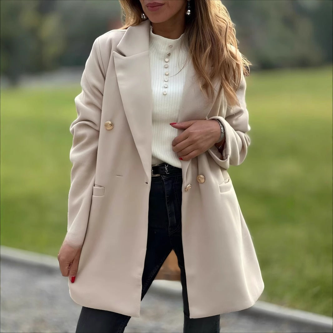 Damen - Übergroßer Blazermantel - Zweireihiger Stil - Eleganter Look für jede Gelegenheit