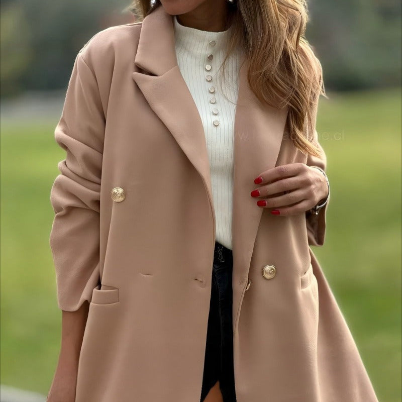 Damen - Übergroßer Blazermantel - Zweireihiger Stil - Eleganter Look für jede Gelegenheit