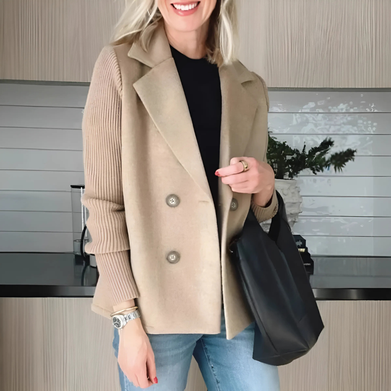 Damen - Blazerjacke - Puffärmeln - Elegante Wollmischung - Stilvolle Damenmode