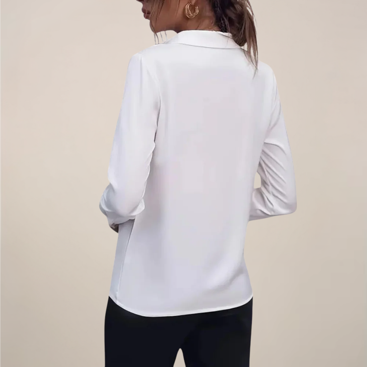Damen - Langarmbluse - Kragen - Unifarbenes Design - Elegante Bluse für jeden Anlass