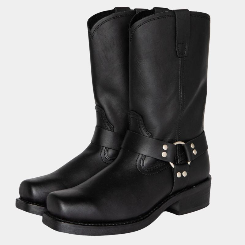 Damen - Mid-Calf Stiefel - Schnalle - Stylischer Harness-Look für jeden Anlass