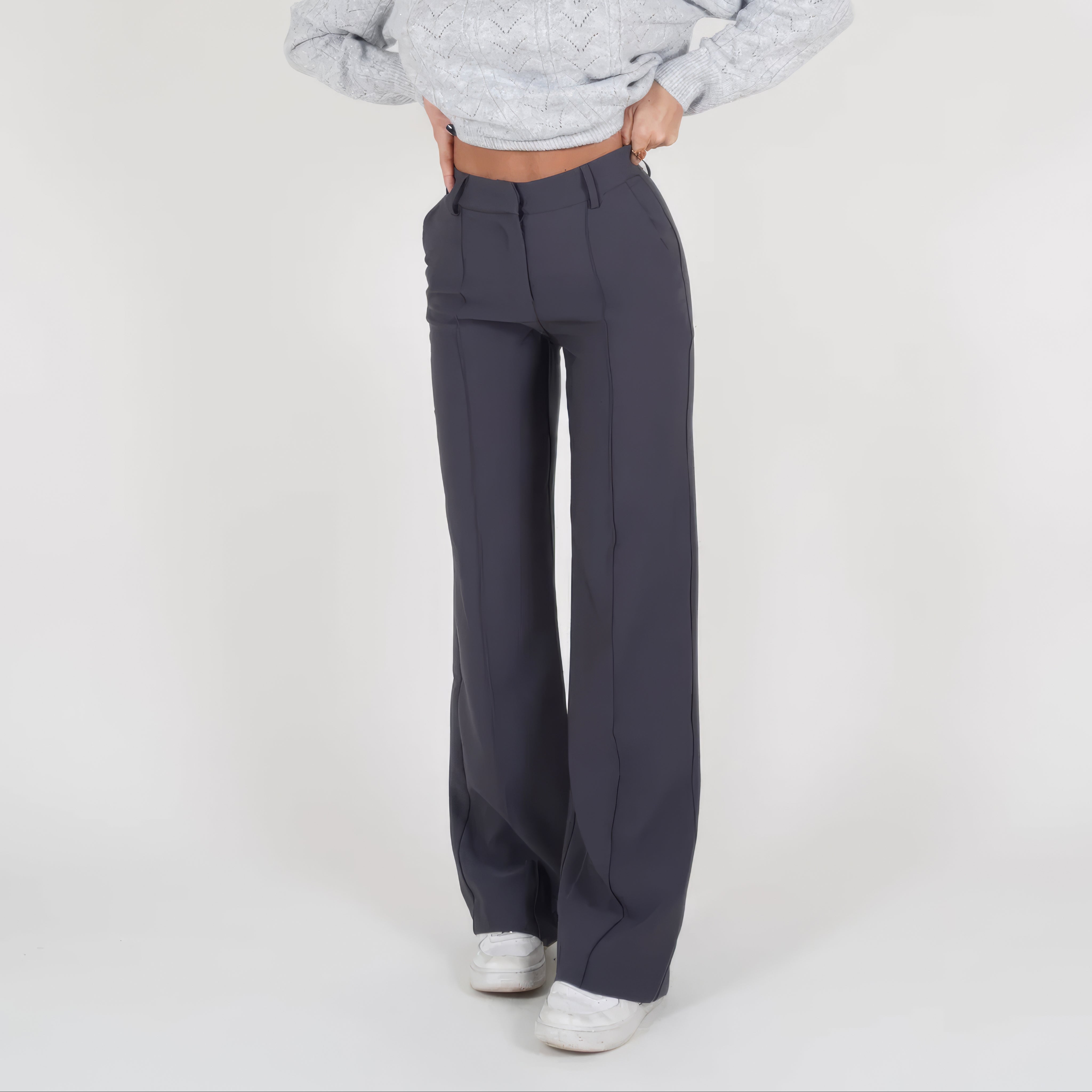 Damen - Hochtaillierte Hose - Geradem Bein - Eleganter, bequemer Schnitt - Perfekt für jede Gelegenheit