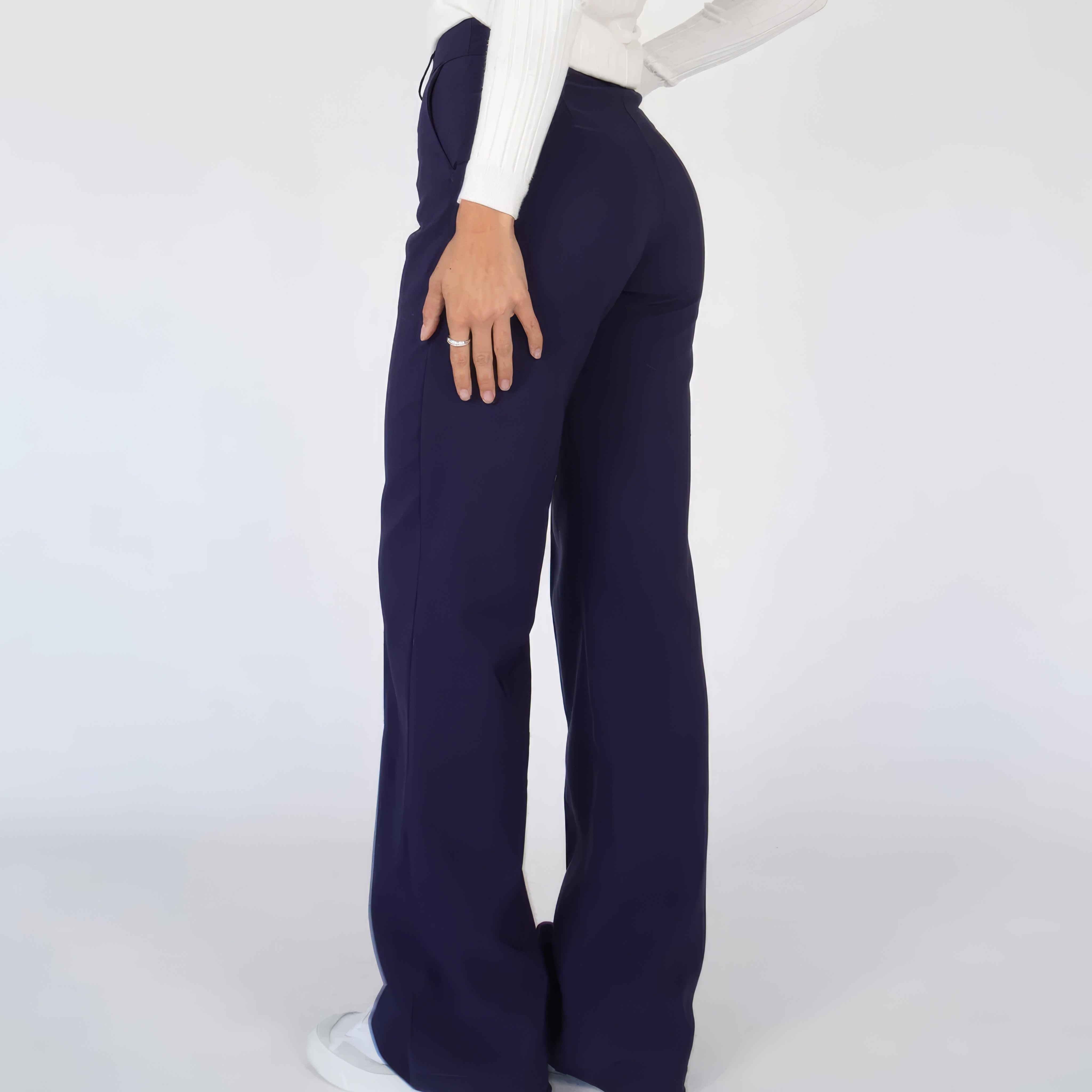 Damen - Hochtaillierte Hose - Geradem Bein - Eleganter, bequemer Schnitt - Perfekt für jede Gelegenheit