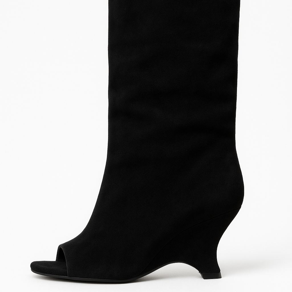 Damen - Kniehohe Keilstiefel - Piepenspritze - Slouchy Stil für einen lässigen Look