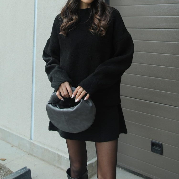 Damen - Strickpullover und Rock im Set - Langarm Mini - Bequemes Outfit für stilvolle Looks