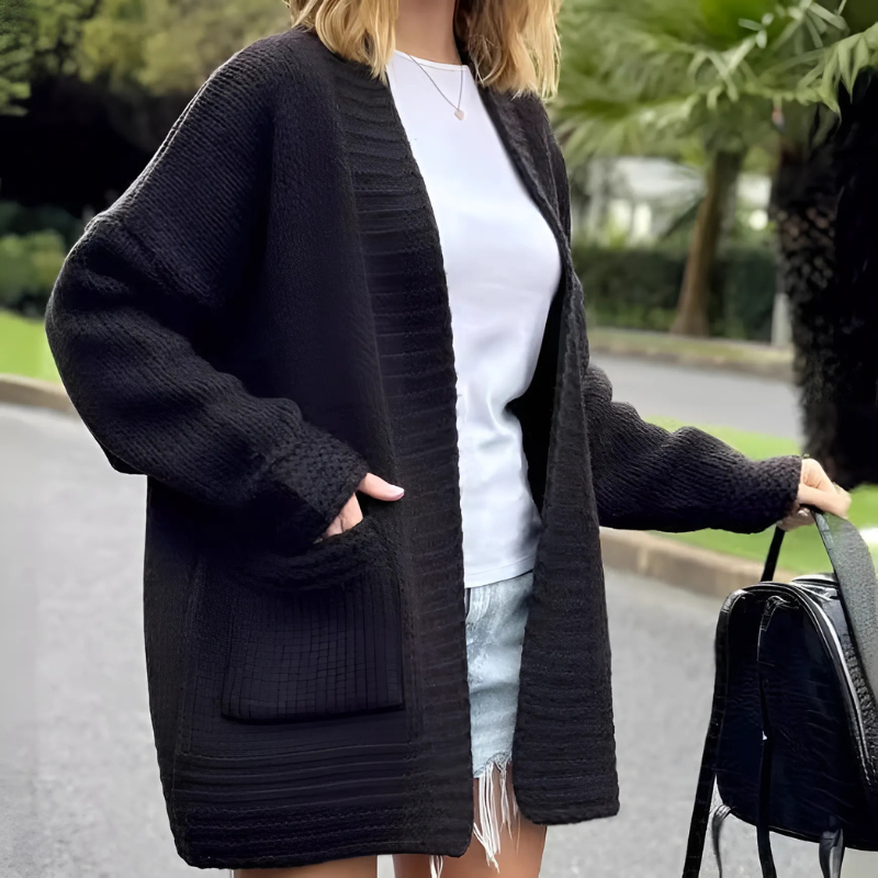 Damen - Übergröße Strickcardigan - Rippenstrick - Stilvoller Begleiter für kühle Tage