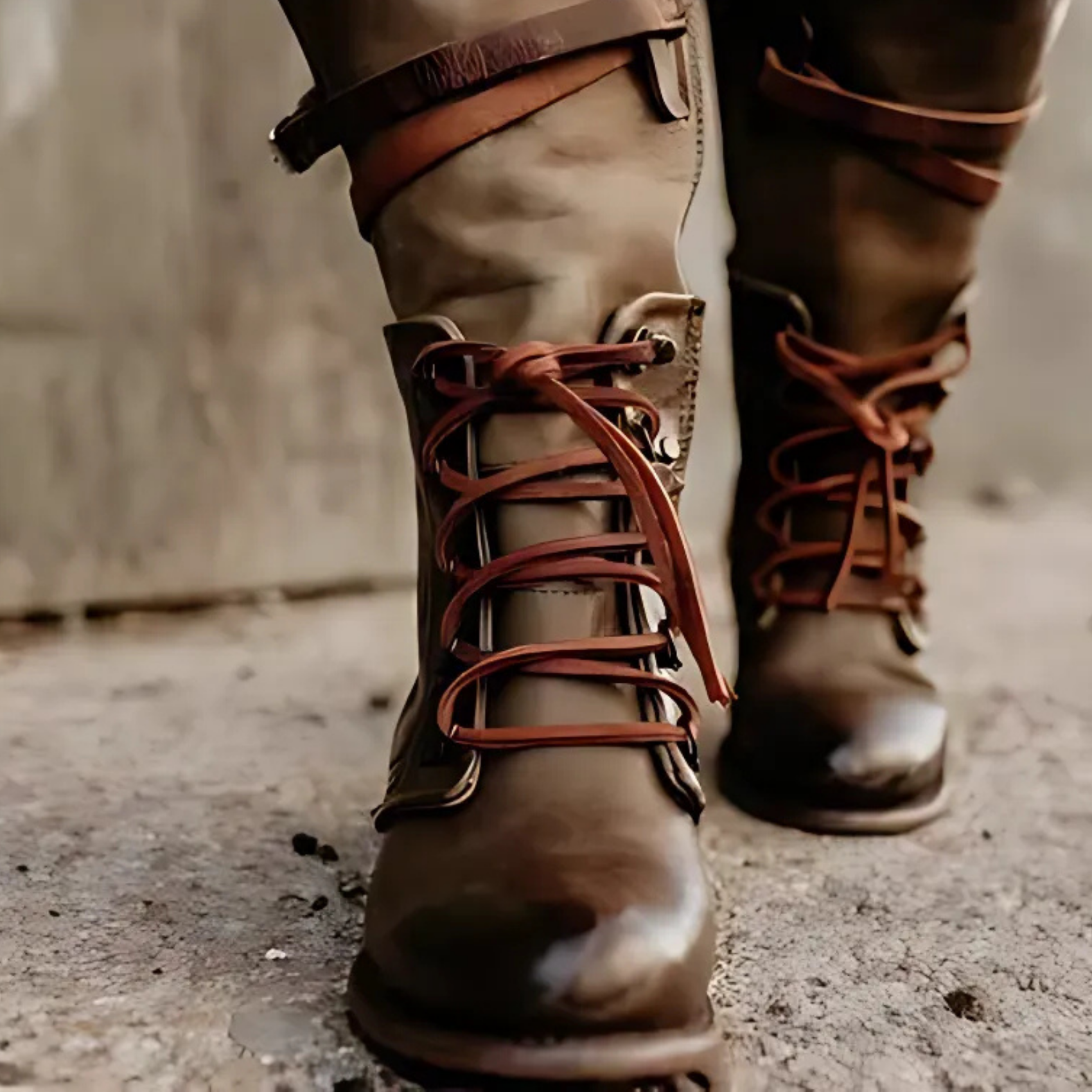 Frauen - Halbhohe Schnürstiefel mit Schnallenriemen - Trendy und Bequem für jeden Anlass