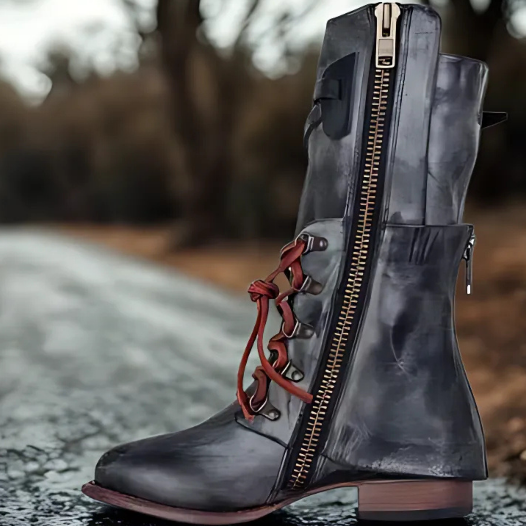 Frauen - Halbhohe Schnürstiefel mit Schnallenriemen - Trendy und Bequem für jeden Anlass