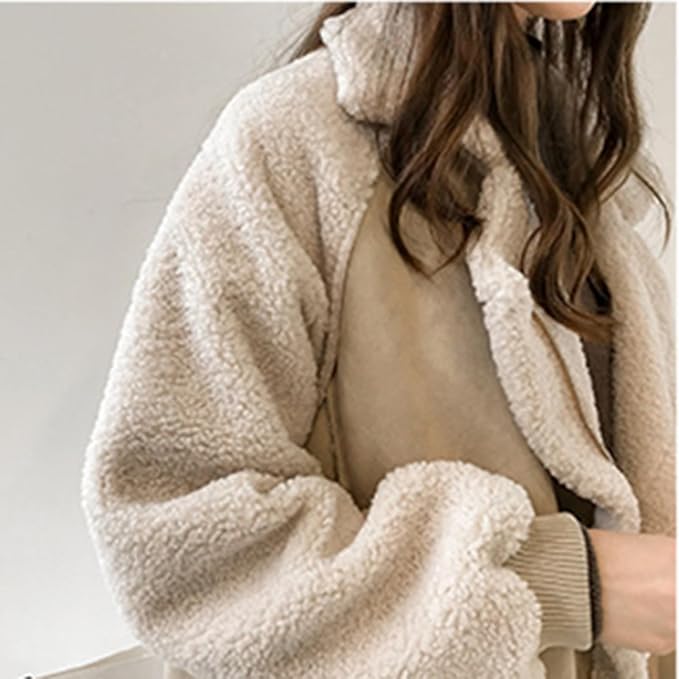 Damen - Übergroße Jacke - Reißverschluss aus Wildleder - Kuscheliger Teddy-Look für stilvolle Wärme