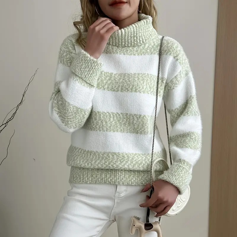 Damen - Rollkragenpullover Sweatshirt - Plüsch Strick - Bequem, Warm und Stilvoll für Jeden Anlass