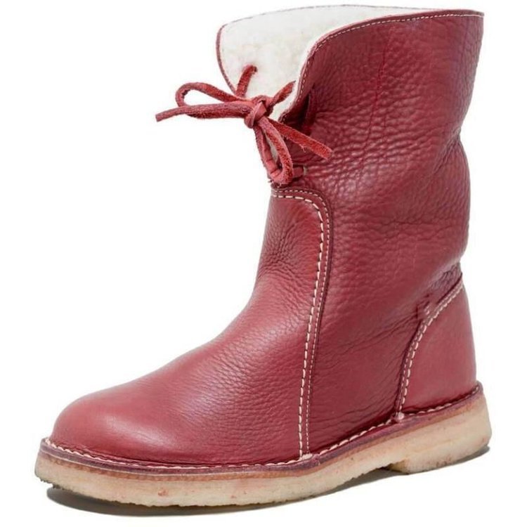 Damen - Mit Shearling gefütterte Stiefelette - Leder - Faltbare Manschette - Stilvolle und Bequeme Boots