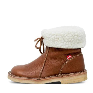 Damen - Mit Shearling gefütterte Stiefelette - Leder - Faltbare Manschette - Stilvolle und Bequeme Boots