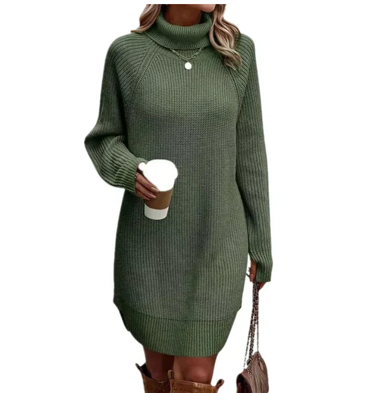 Damen - Rollkragen Strickpullover Kleid - Langärmlig - Bequem und stilvoll für jeden Anlass