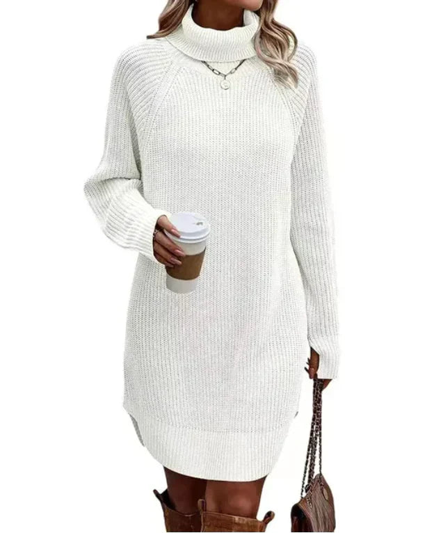 Damen - Rollkragen Strickpullover Kleid - Langärmlig - Bequem und stilvoll für jeden Anlass