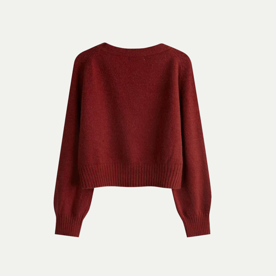 Damen - Strickjacke - V-Ausschnitt und Knopfleiste - Modischer asymmetrischer Strickstil für jeden Anlass